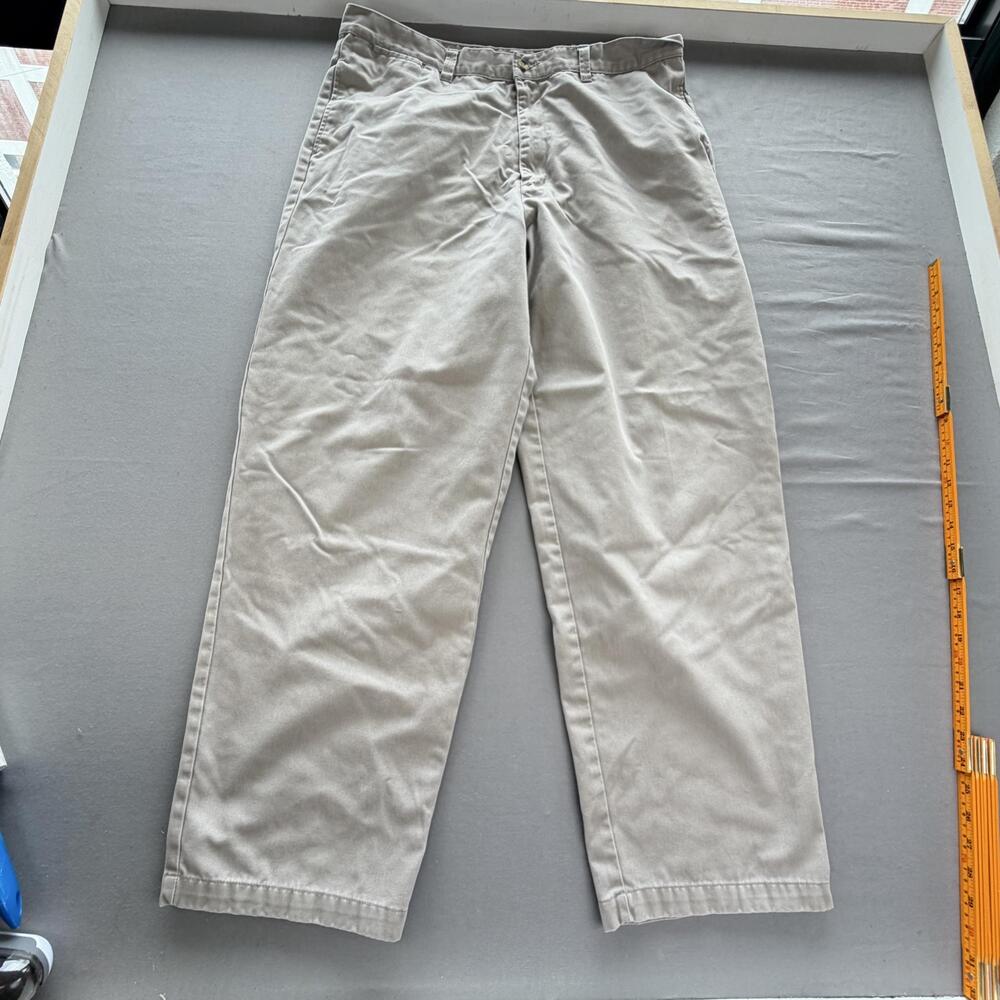 Authentic Laundered Khakis Pants Mens FITS 38x30 Beige Canvas Relaxed Fit Casual